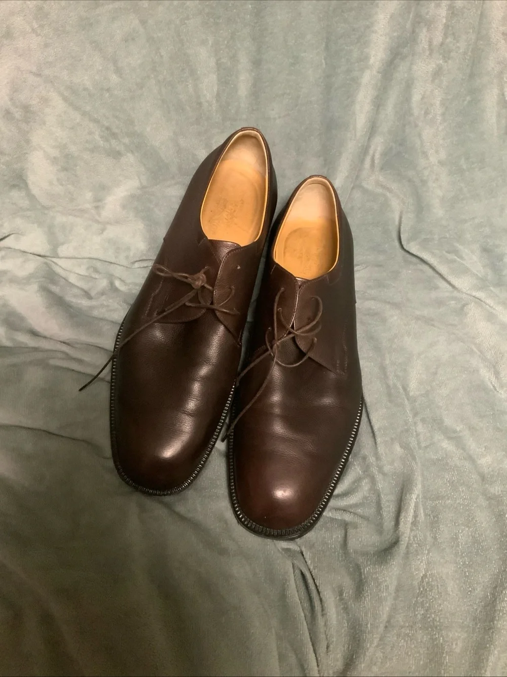 Salvatore Ferragamo Men’s oxfords comfy sole pebble leather Shoes. Sz. 13 E.